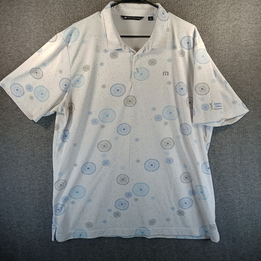 Travis Mathew Caught Inside Medallion Print Polo Mens XXL Golf Logo Lightweight